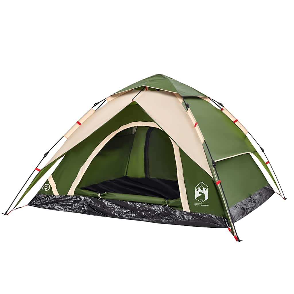 vidaXL Cort de camping cupolă 5 persoane, setare rapidă, verde