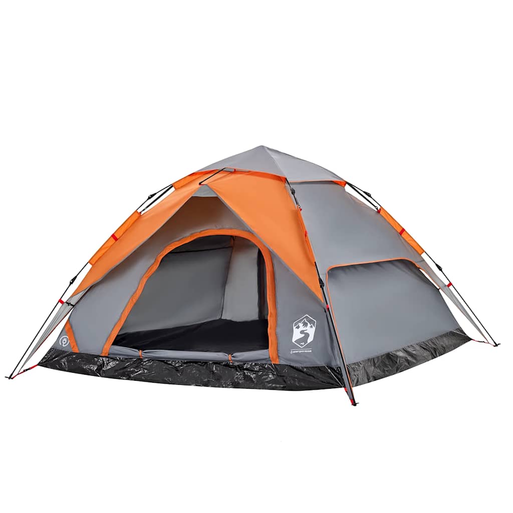 vidaXL Cort camping cupolă 5 persoane, gri/portocaliu, setare rapidă
