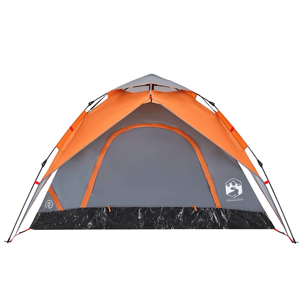 vidaXL Cort camping cupolă 5 persoane, gri/portocaliu, setare rapidă