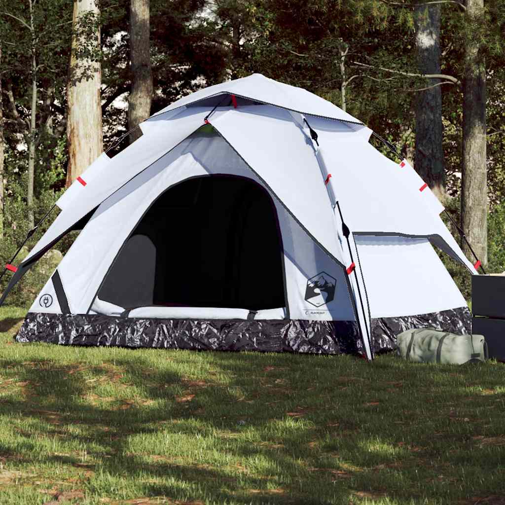 vidaXL Cort de camping 5 persoane, alb opac, setare rapidă, țesătură vidaXL Cort de camping 5 persoane, alb opac, setare rapidă, țesătură