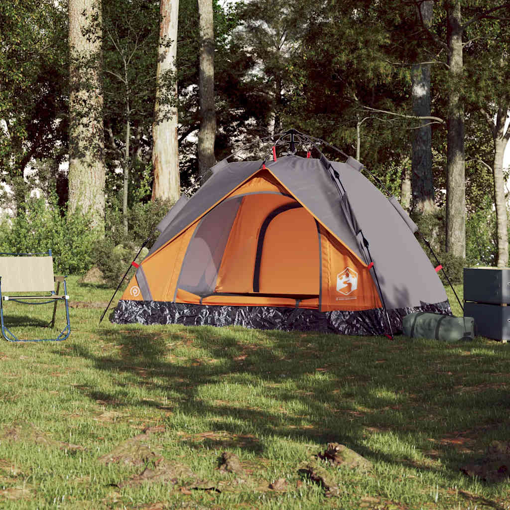 vidaXL Cort camping cupolă 2 persoane, gri/portocaliu, setare rapidă vidaXL Cort camping cupolă 2 persoane, gri/portocaliu, setare rapidă