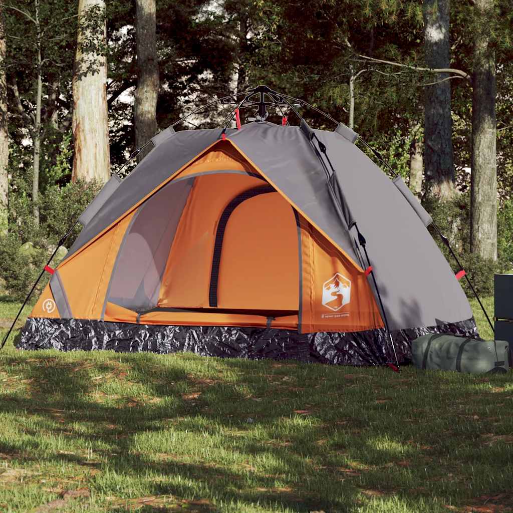 vidaXL Cort camping cupolă 2 persoane, gri/portocaliu, setare rapidă vidaXL Cort camping cupolă 2 persoane, gri/portocaliu, setare rapidă