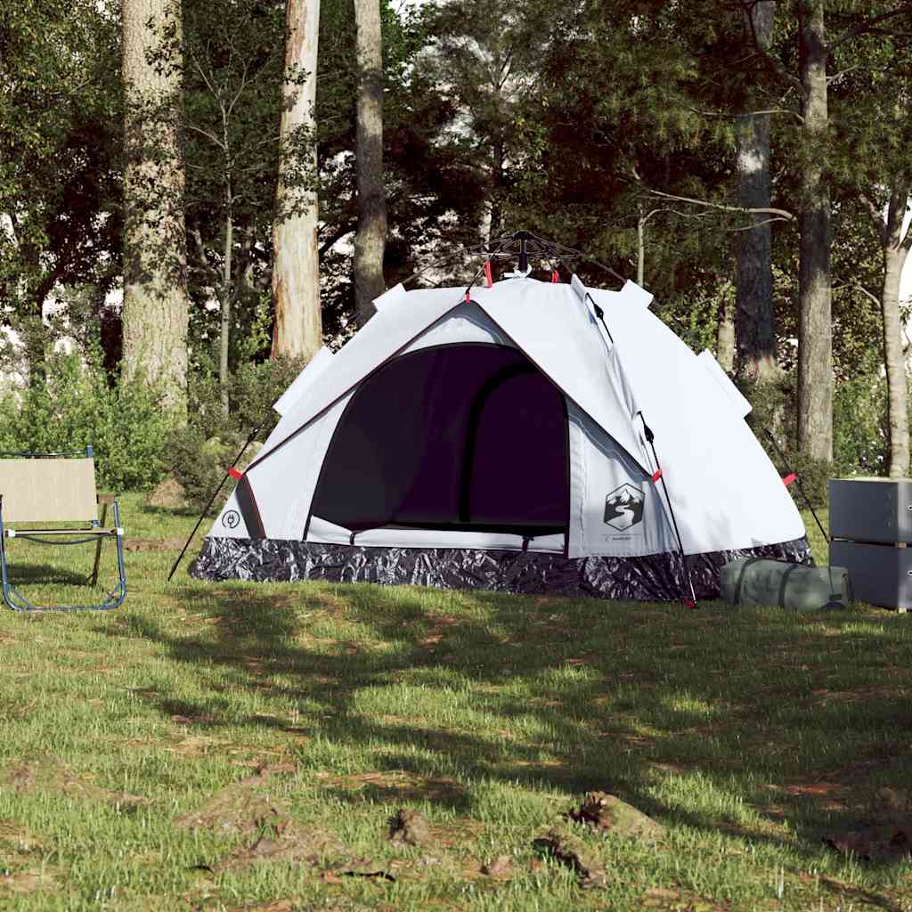 vidaXL Cort de camping 2 persoane, alb opac, setare rapidă, țesătură vidaXL Cort de camping 2 persoane, alb opac, setare rapidă, țesătură