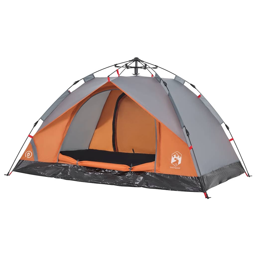 vidaXL Cort camping cupolă 3 persoane, gri/portocaliu, setare rapidă vidaXL Cort camping cupolă 3 persoane, gri/portocaliu, setare rapidă