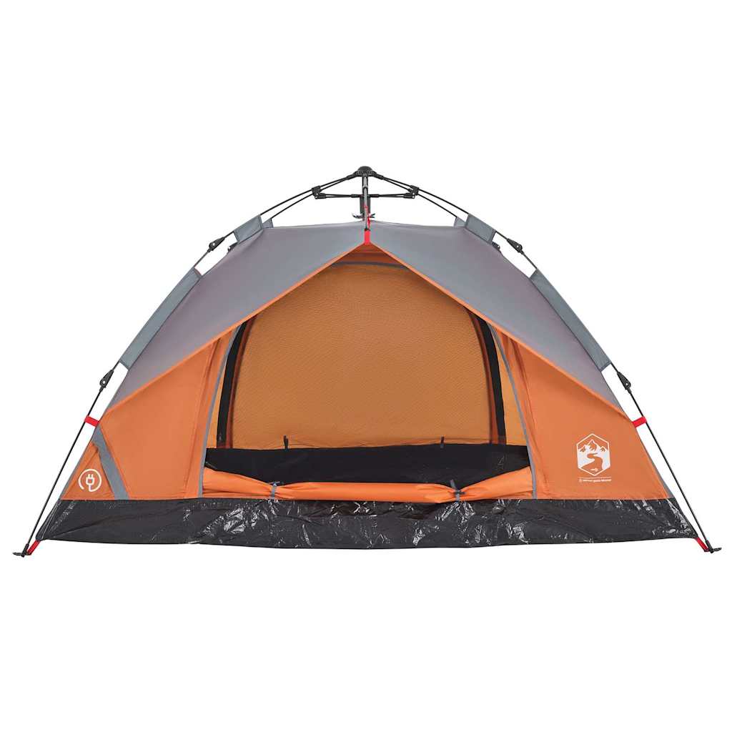 vidaXL Cort camping cupolă 3 persoane, gri/portocaliu, setare rapidă vidaXL Cort camping cupolă 3 persoane, gri/portocaliu, setare rapidă