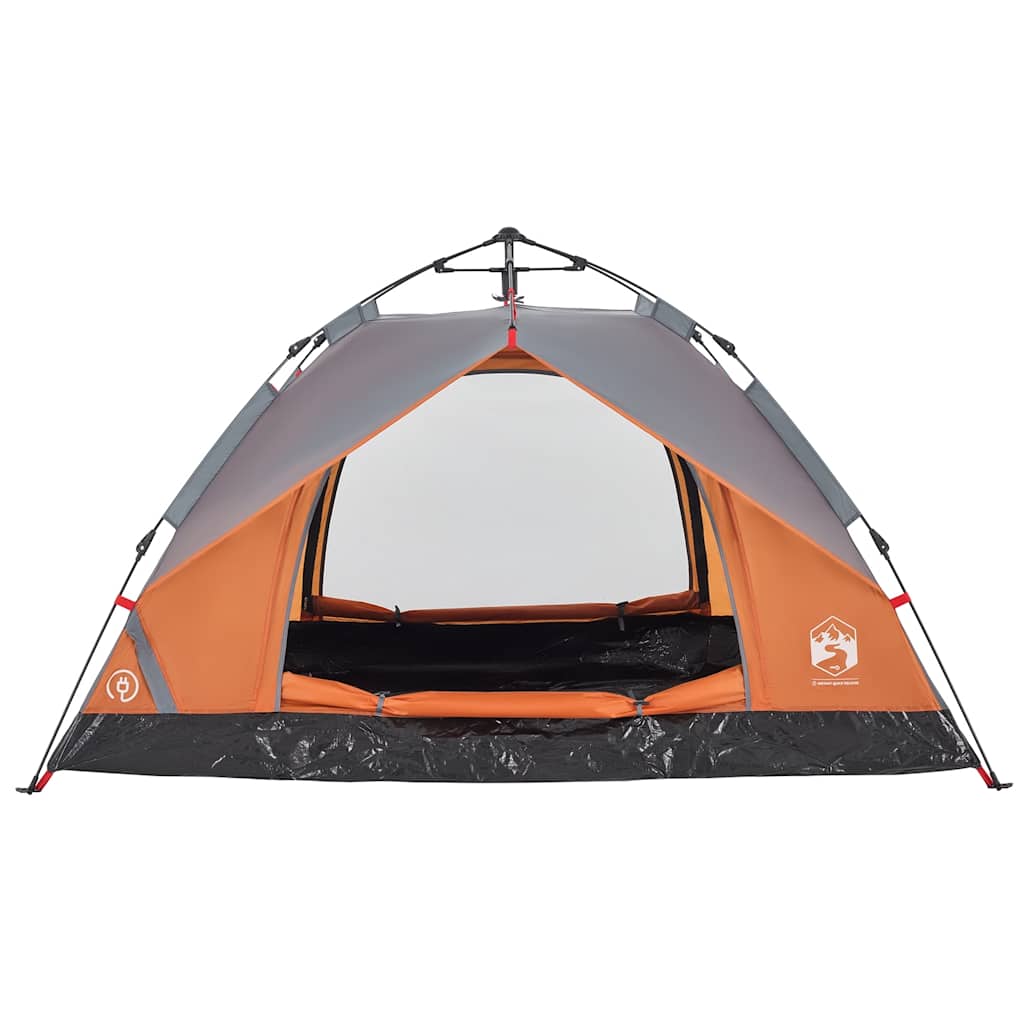vidaXL Cort camping cupolă 3 persoane, gri/portocaliu, setare rapidă vidaXL Cort camping cupolă 3 persoane, gri/portocaliu, setare rapidă