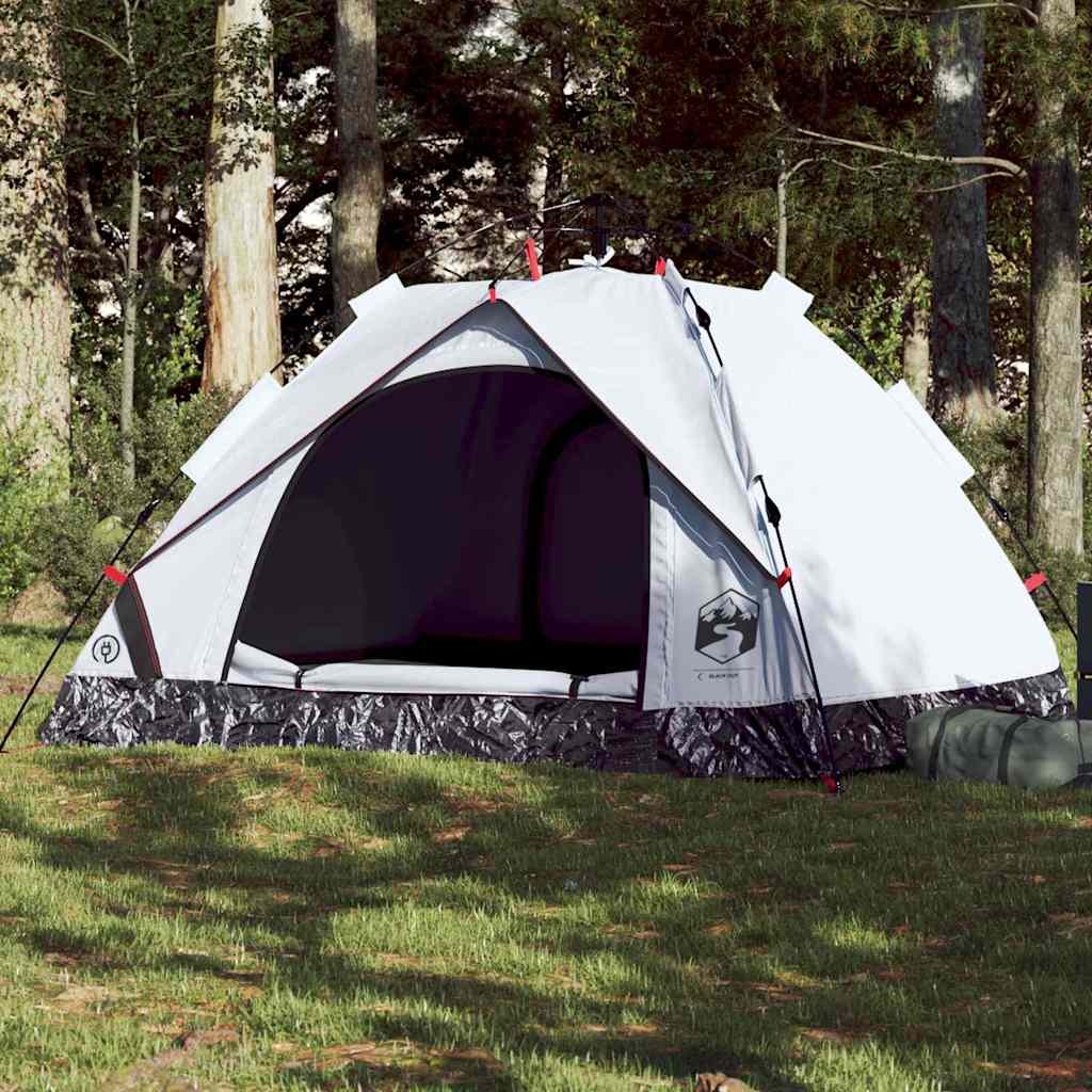 vidaXL Cort de camping 3 persoane, alb opac, setare rapidă, țesătură vidaXL Cort de camping 3 persoane, alb opac, setare rapidă, țesătură