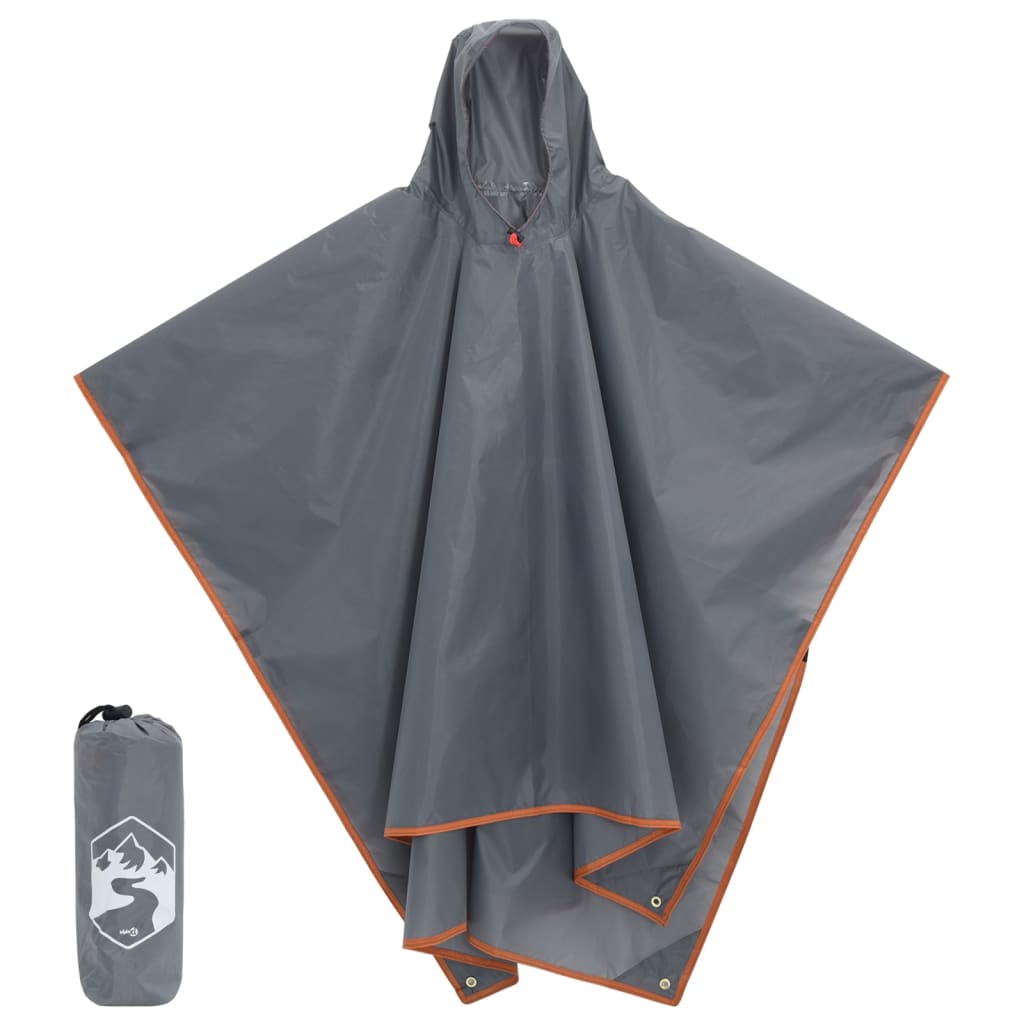 vidaXL Poncho ploaie cu glugă design 2 în 1 gri/portocaliu 223x145 cm vidaXL Poncho ploaie cu glugă design 2 în 1 gri/portocaliu 223x145 cm