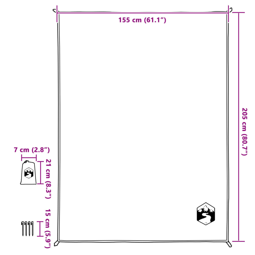 vidaXL Pătură de picnic cu țăruși, gri și portocaliu, 205x155 cm vidaXL Pătură de picnic cu țăruși, gri și portocaliu, 205x155 cm