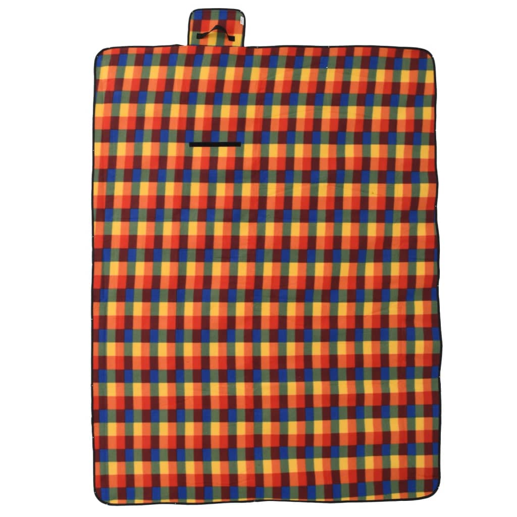 vidaXL Pătură picnic pliabilă, carouri multicolor, 200x150 cm catifea vidaXL Pătură picnic pliabilă, carouri multicolor, 200x150 cm catifea