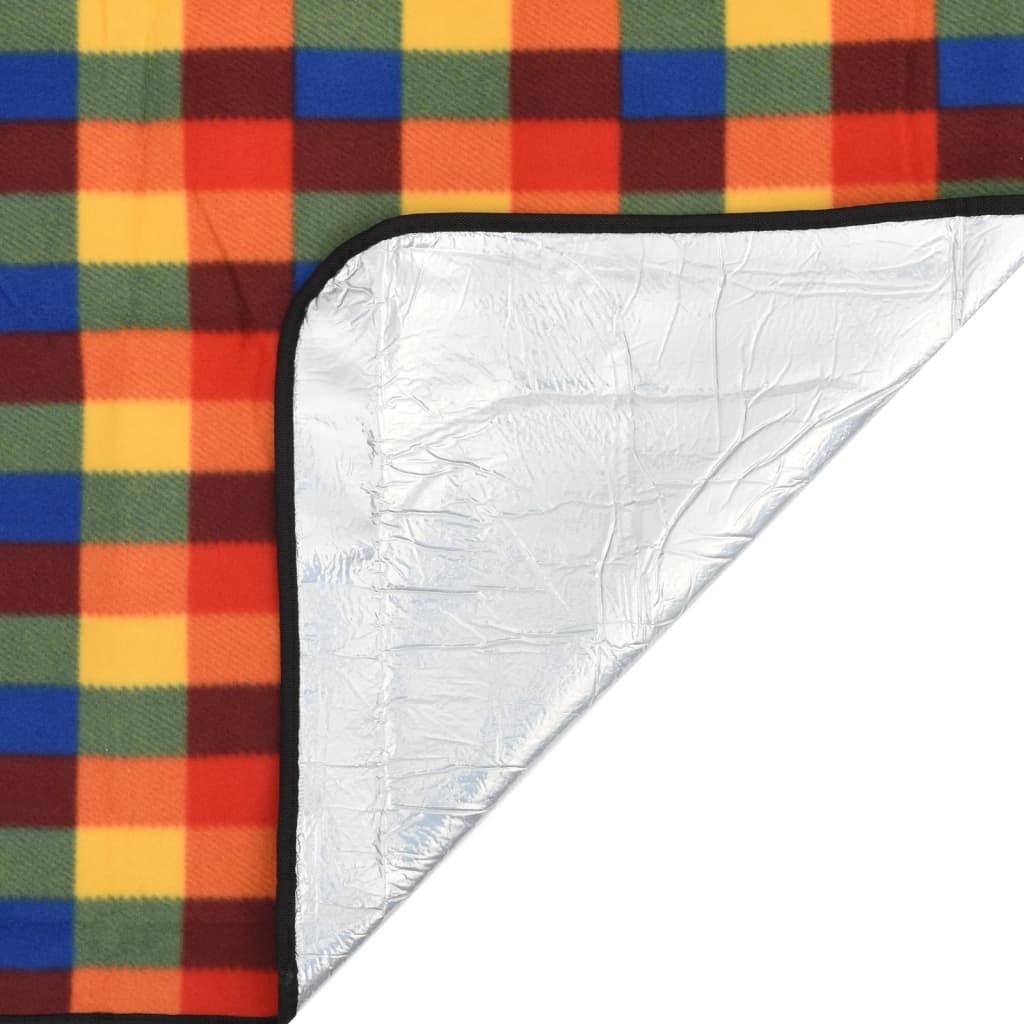 vidaXL Pătură picnic pliabilă, carouri multicolor, 200x200 cm catifea vidaXL Pătură picnic pliabilă, carouri multicolor, 200x200 cm catifea