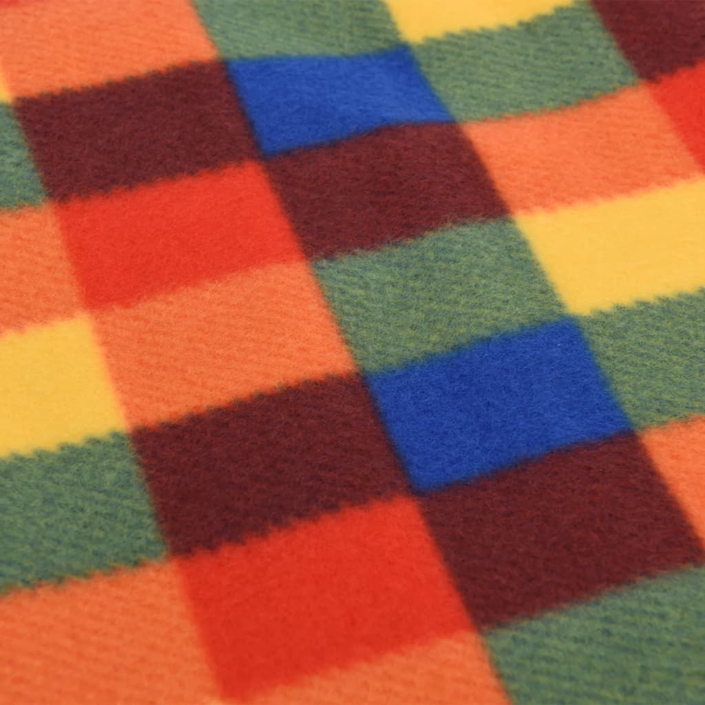 vidaXL Pătură picnic pliabilă, carouri multicolor, 200x200 cm catifea vidaXL Pătură picnic pliabilă, carouri multicolor, 200x200 cm catifea