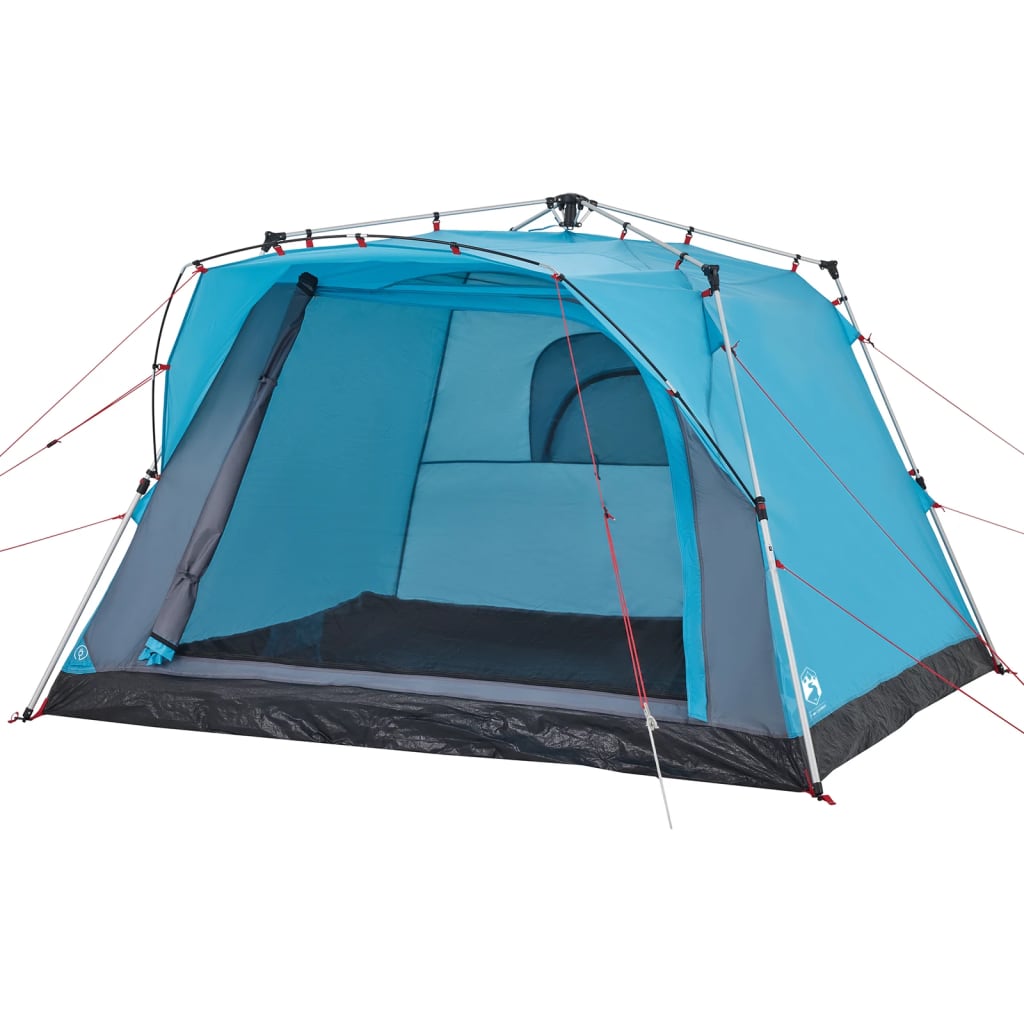 vidaXL Cort de camping cabană 4 persoane albastru cu eliberare rapidă