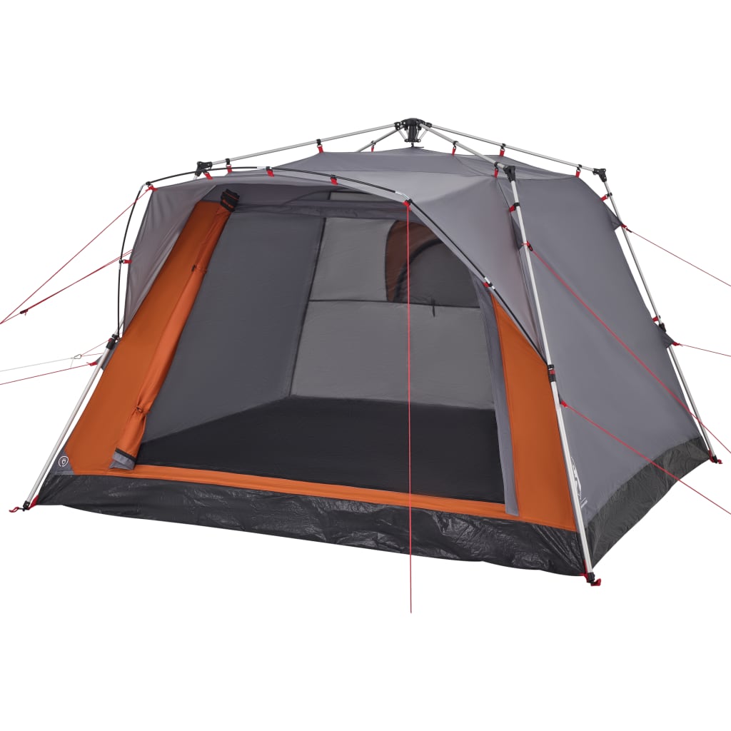 vidaXL Cort camping cabană 4 persoane gri/portocaliu setare rapidă vidaXL Cort camping cabană 4 persoane gri/portocaliu setare rapidă