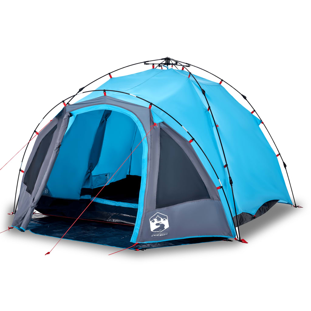 vidaXL Cort de camping cupolă 3 persoane, setare rapidă, albastru vidaXL Cort de camping cupolă 3 persoane, setare rapidă, albastru