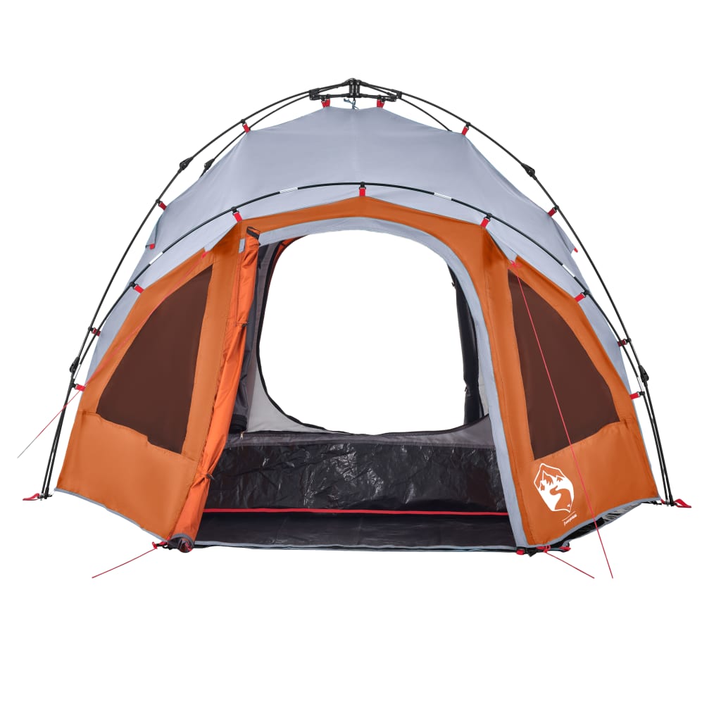 vidaXL Cort camping cupolă 3 persoane, gri/portocaliu, setare rapidă
