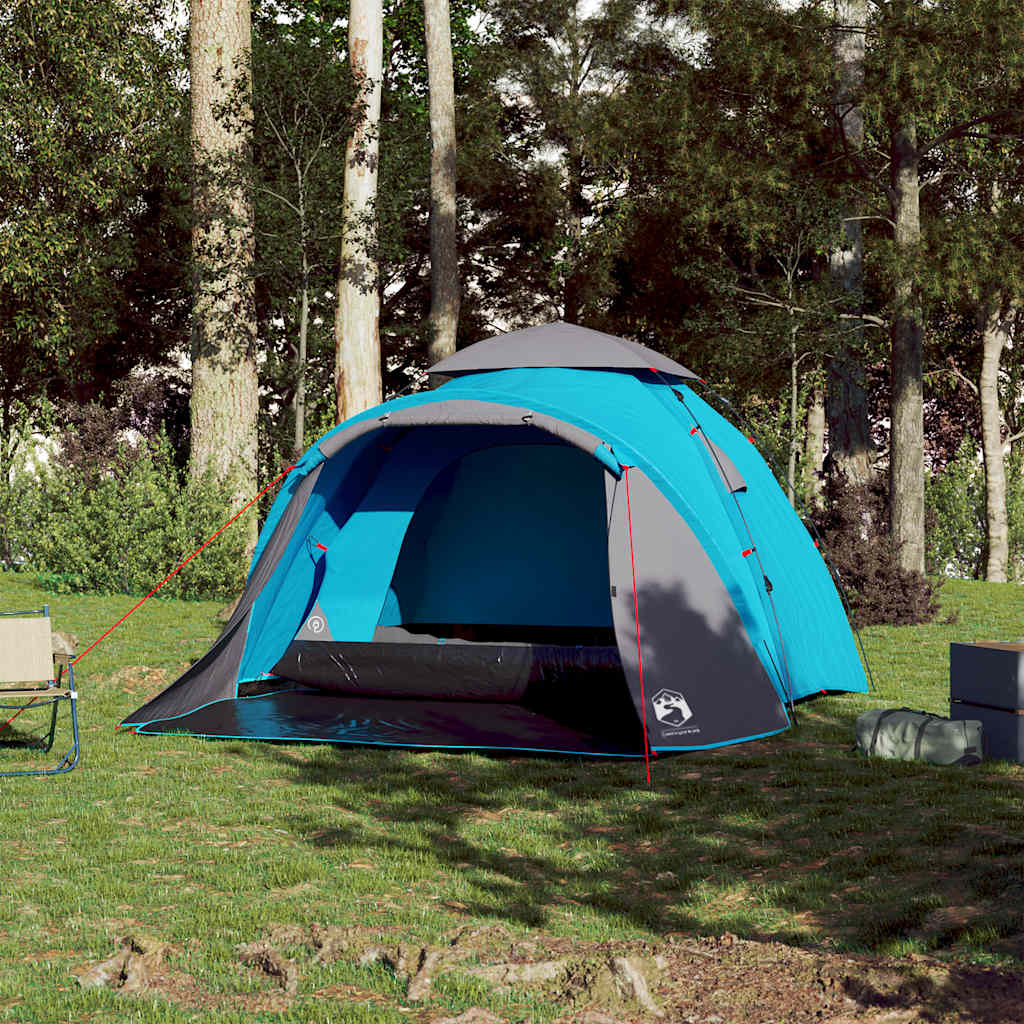 vidaXL Cort de camping cupolă 3 persoane, setare rapidă, albastru vidaXL Cort de camping cupolă 3 persoane, setare rapidă, albastru