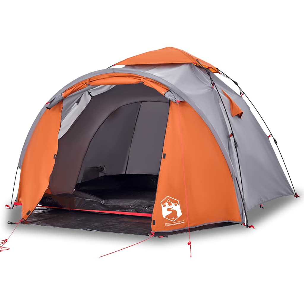 vidaXL Cort camping cupolă 3 persoane, gri/portocaliu, setare rapidă vidaXL Cort camping cupolă 3 persoane, gri/portocaliu, setare rapidă