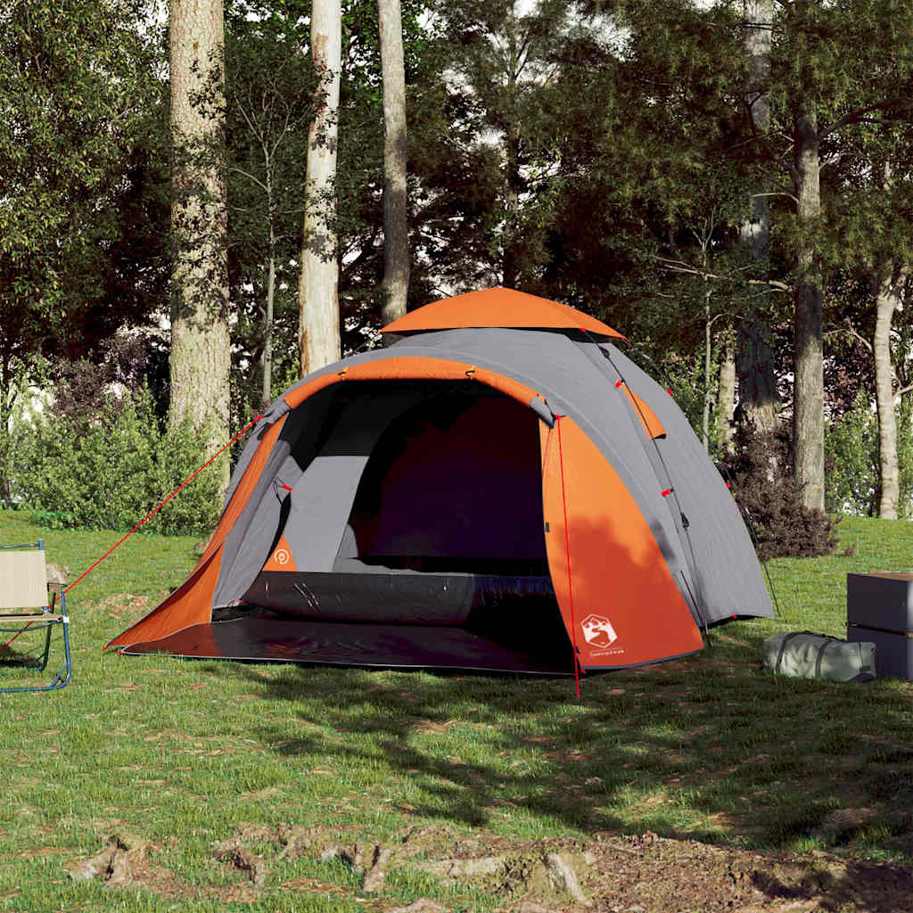vidaXL Cort camping cupolă 3 persoane, gri/portocaliu, setare rapidă vidaXL Cort camping cupolă 3 persoane, gri/portocaliu, setare rapidă