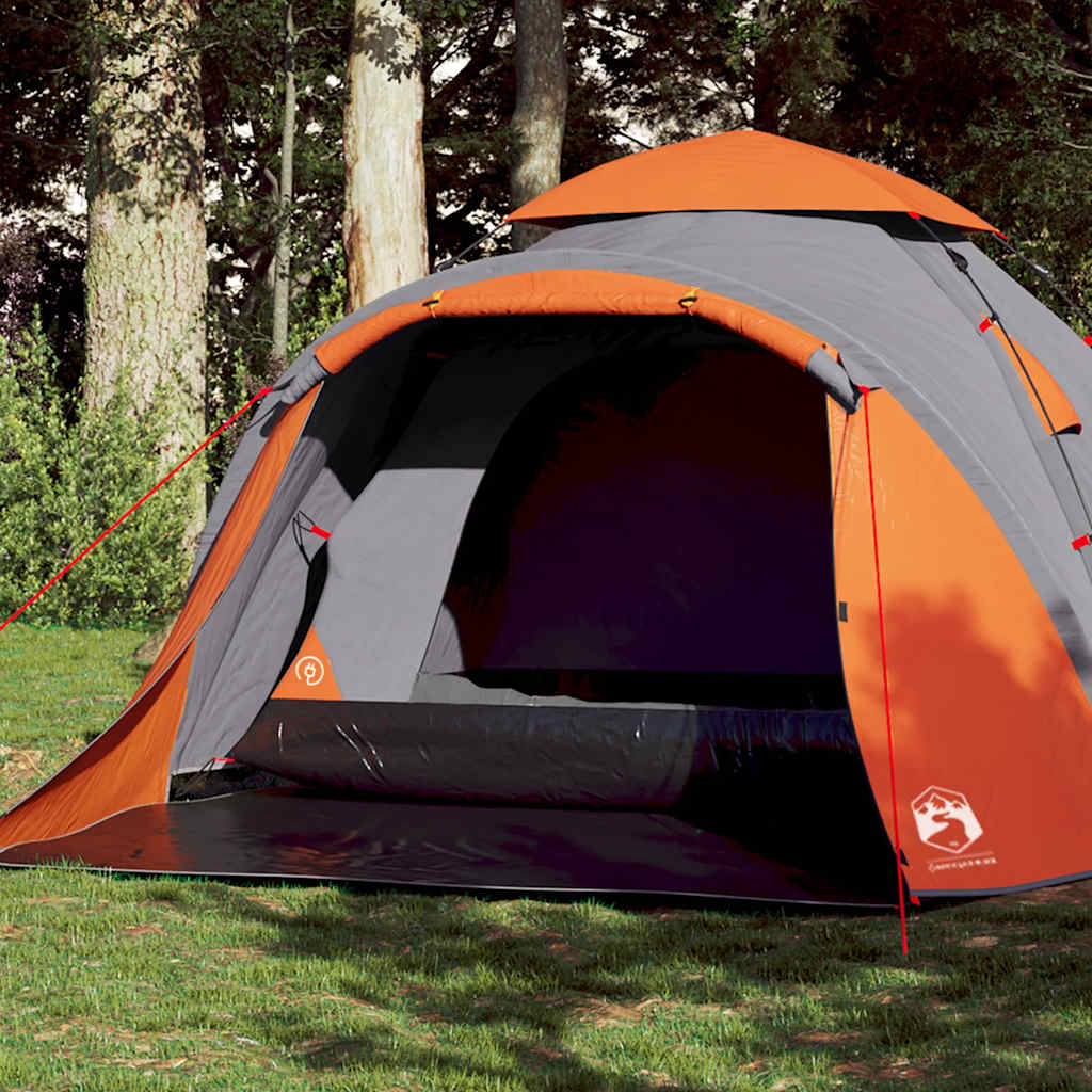 vidaXL Cort camping cupolă 3 persoane, gri/portocaliu, setare rapidă vidaXL Cort camping cupolă 3 persoane, gri/portocaliu, setare rapidă