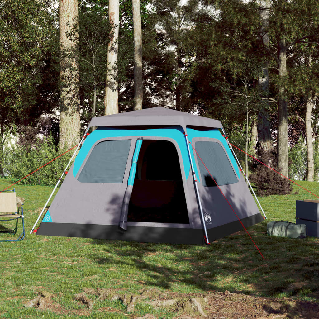 vidaXL Cort de camping cupolă 4 persoane, setare rapidă, albastru