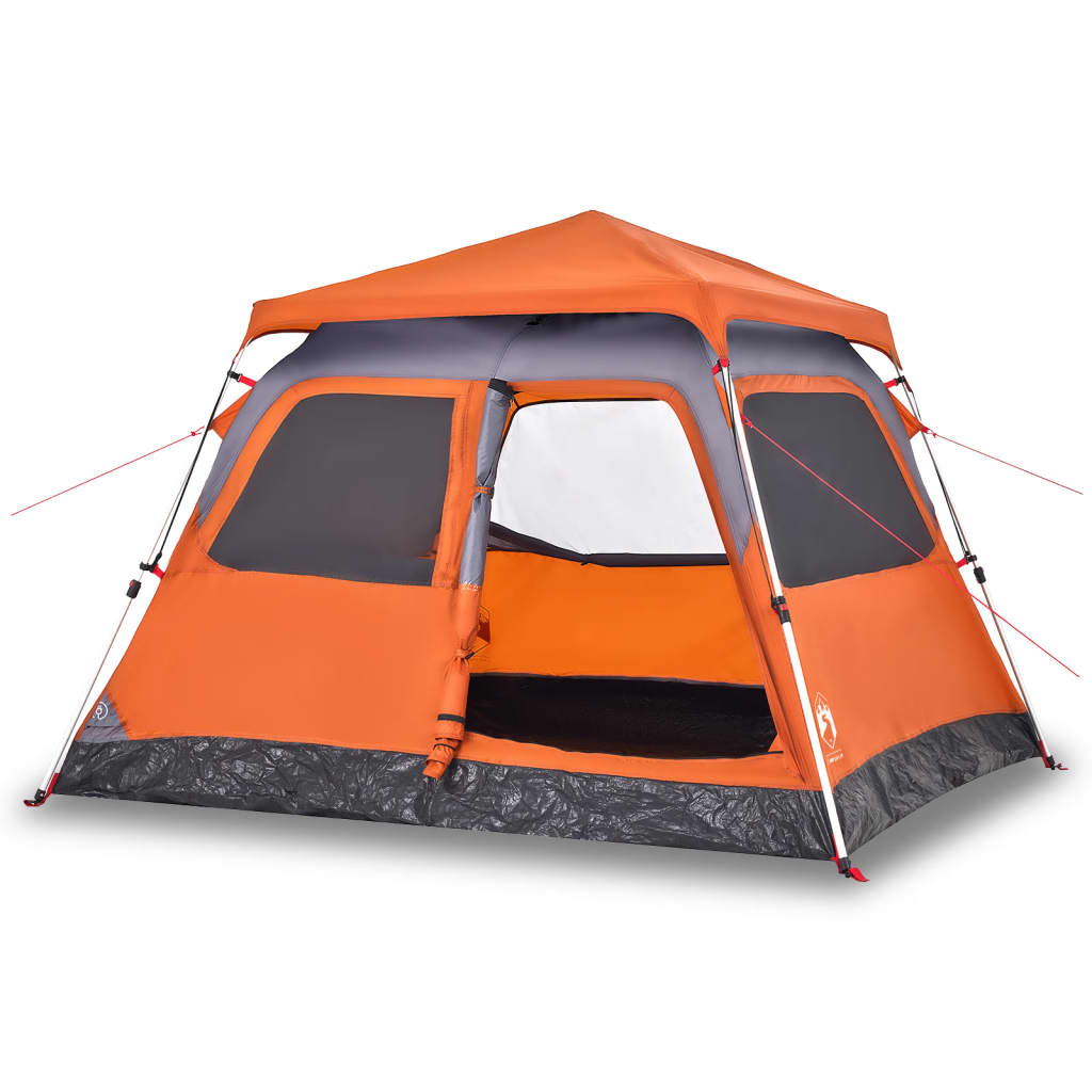 vidaXL Cort camping cupolă 4 persoane, gri/portocaliu, setare rapidă vidaXL Cort camping cupolă 4 persoane, gri/portocaliu, setare rapidă