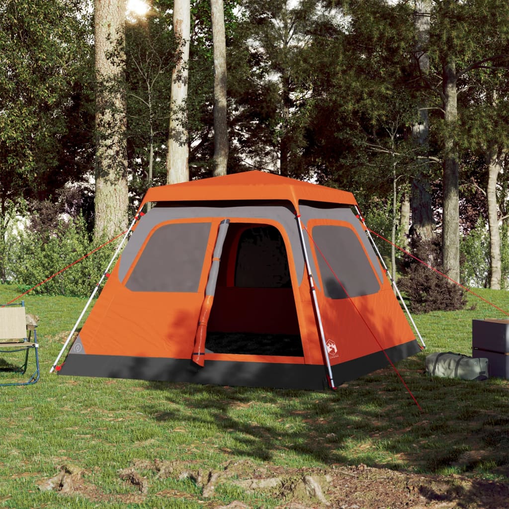 vidaXL Cort camping cupolă 4 persoane, gri/portocaliu, setare rapidă vidaXL Cort camping cupolă 4 persoane, gri/portocaliu, setare rapidă