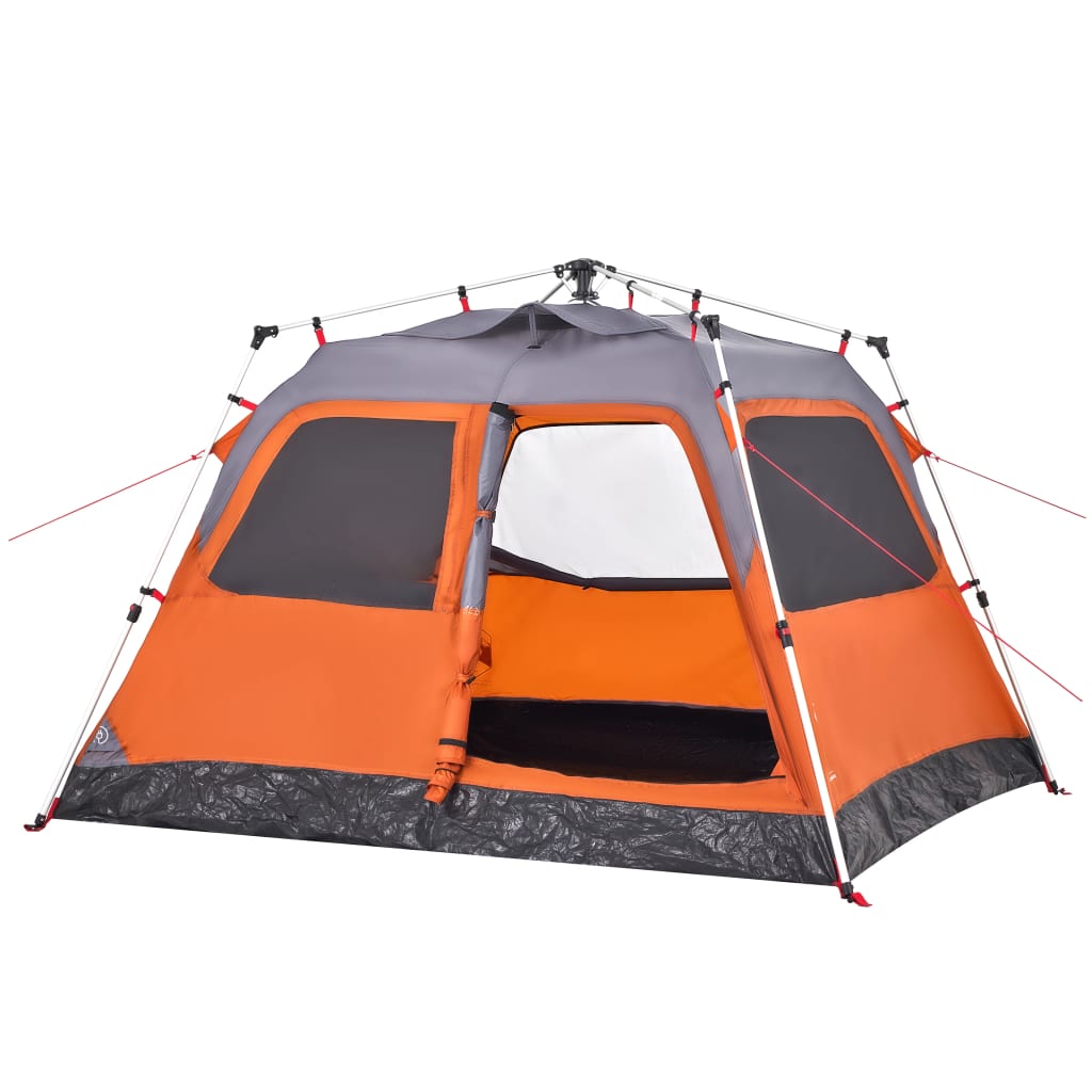 vidaXL Cort camping cupolă 4 persoane, gri/portocaliu, setare rapidă vidaXL Cort camping cupolă 4 persoane, gri/portocaliu, setare rapidă