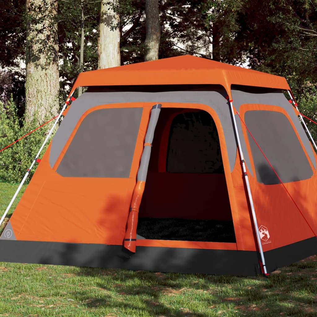vidaXL Cort camping cupolă 4 persoane, gri/portocaliu, setare rapidă vidaXL Cort camping cupolă 4 persoane, gri/portocaliu, setare rapidă