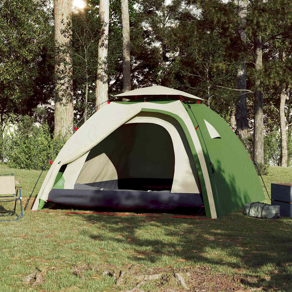 vidaXL Cort de camping cupolă 4 persoane, setare rapidă, verde