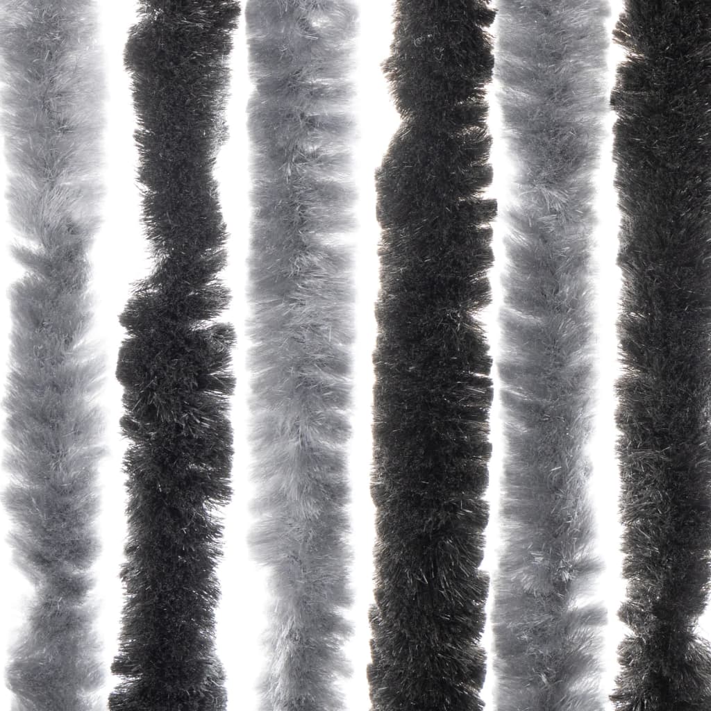 vidaXL Perdea pentru insecte, gri și negru, 118x220 cm, chenille vidaXL Perdea pentru insecte, gri și negru, 118x220 cm, chenille