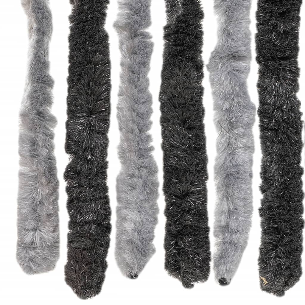 vidaXL Perdea pentru insecte, gri și negru, 118x220 cm, chenille vidaXL Perdea pentru insecte, gri și negru, 118x220 cm, chenille