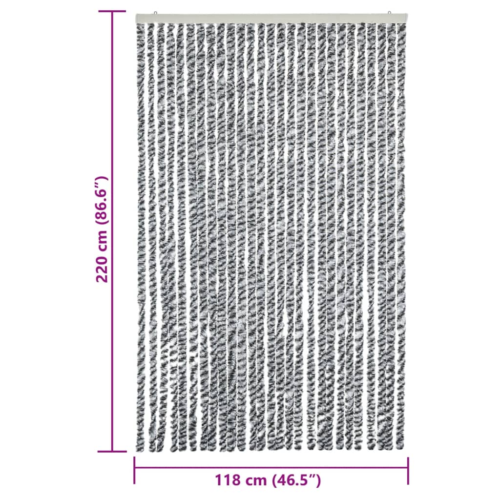 vidaXL Perdele pentru insecte, gri și alb/negru, 118x220 cm, chenille vidaXL Perdele pentru insecte, gri și alb/negru, 118x220 cm, chenille