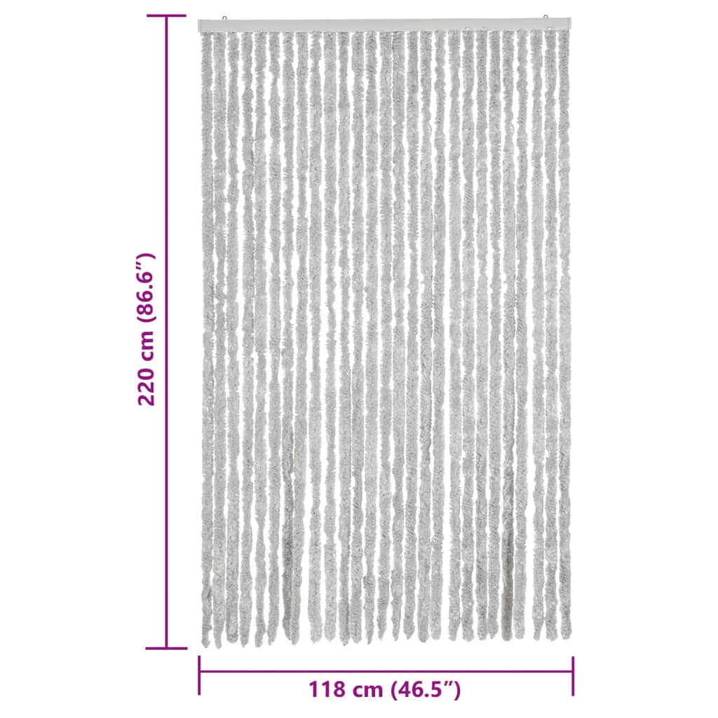 vidaXL Perdea pentru insecte, gri, 118x220 cm, chenille vidaXL Perdea pentru insecte, gri, 118x220 cm, chenille