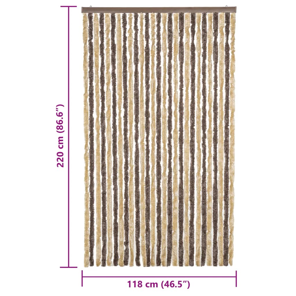 vidaXL Perdea pentru insecte, maro închis și bej, 118x220 cm, chenille vidaXL Perdea pentru insecte, maro închis și bej, 118x220 cm, chenille