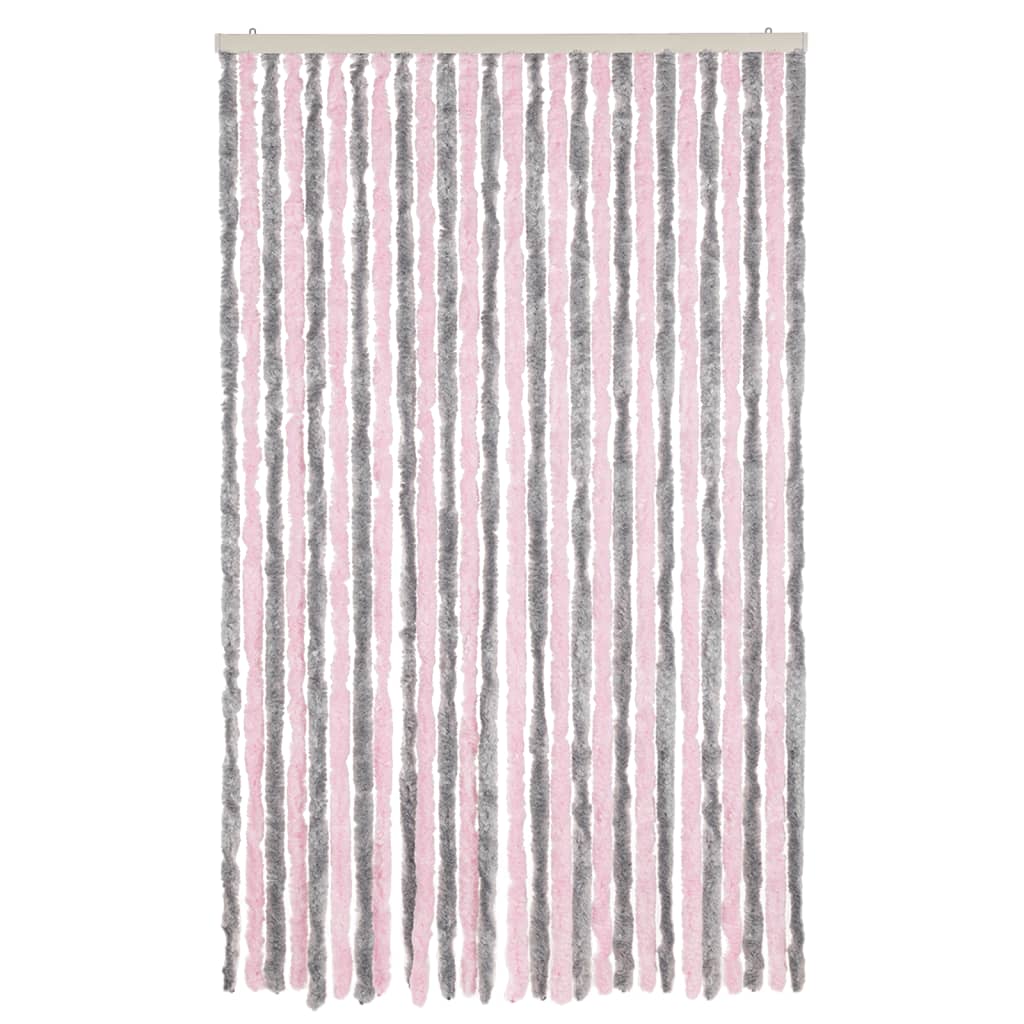 vidaXL Perdea pentru insecte gri argintiu și roz, 118x220 cm, chenille vidaXL Perdea pentru insecte gri argintiu și roz, 118x220 cm, chenille
