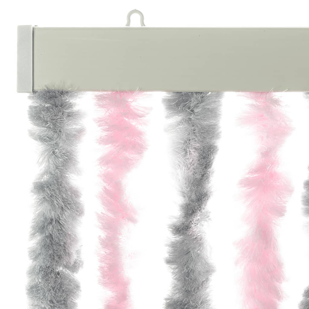 vidaXL Perdea pentru insecte gri argintiu și roz, 118x220 cm, chenille vidaXL Perdea pentru insecte gri argintiu și roz, 118x220 cm, chenille
