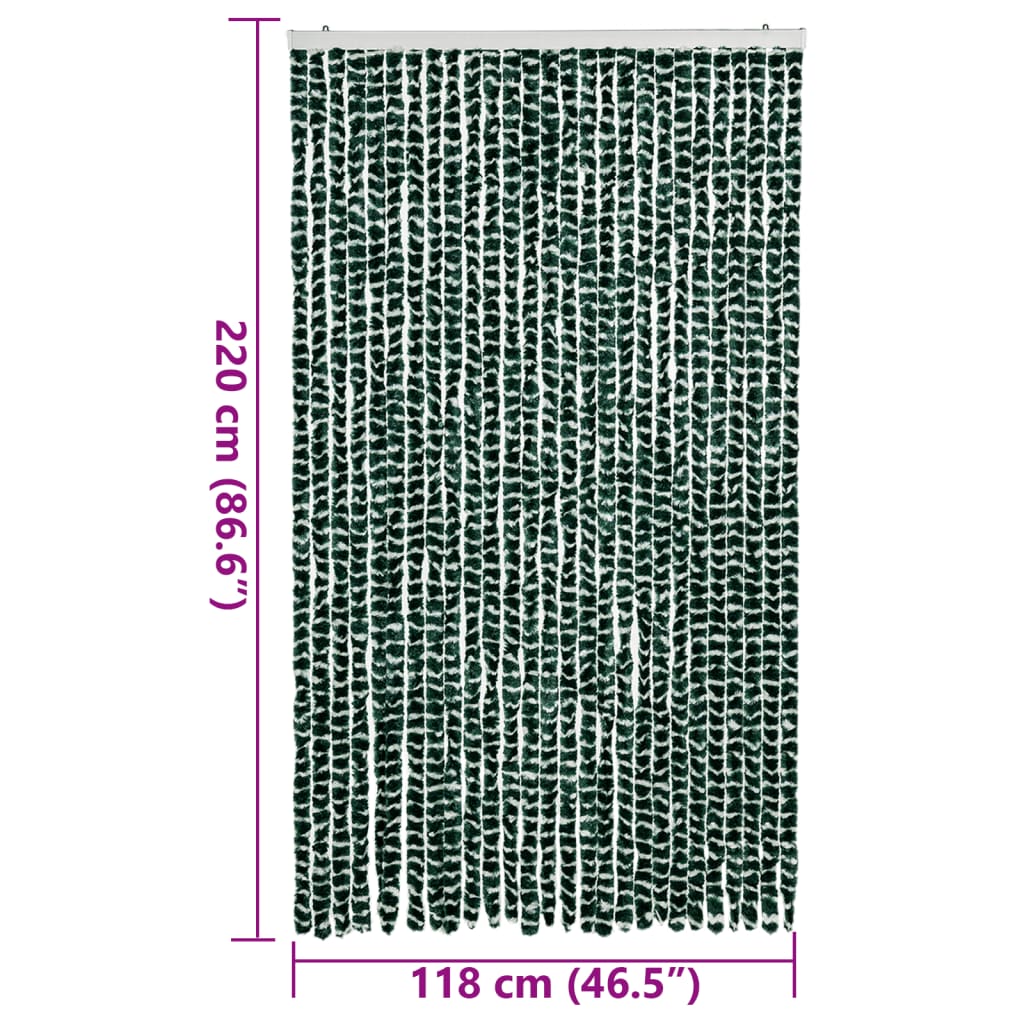 vidaXL Perdea pentru insecte, verde și alb, 118x220 cm, chenille vidaXL Perdea pentru insecte, verde și alb, 118x220 cm, chenille