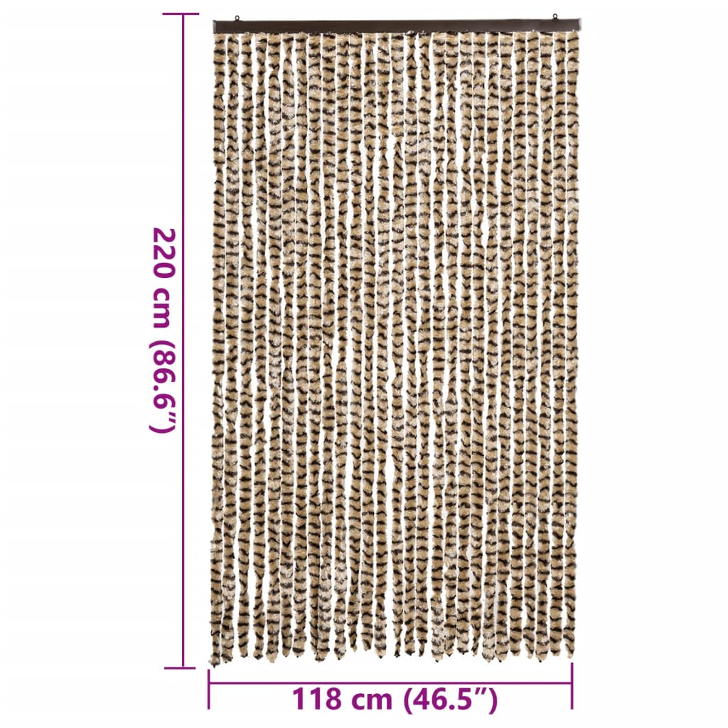 vidaXL Perdea pentru insecte, bej și maro, 118x220 cm, chenille vidaXL Perdea pentru insecte, bej și maro, 118x220 cm, chenille