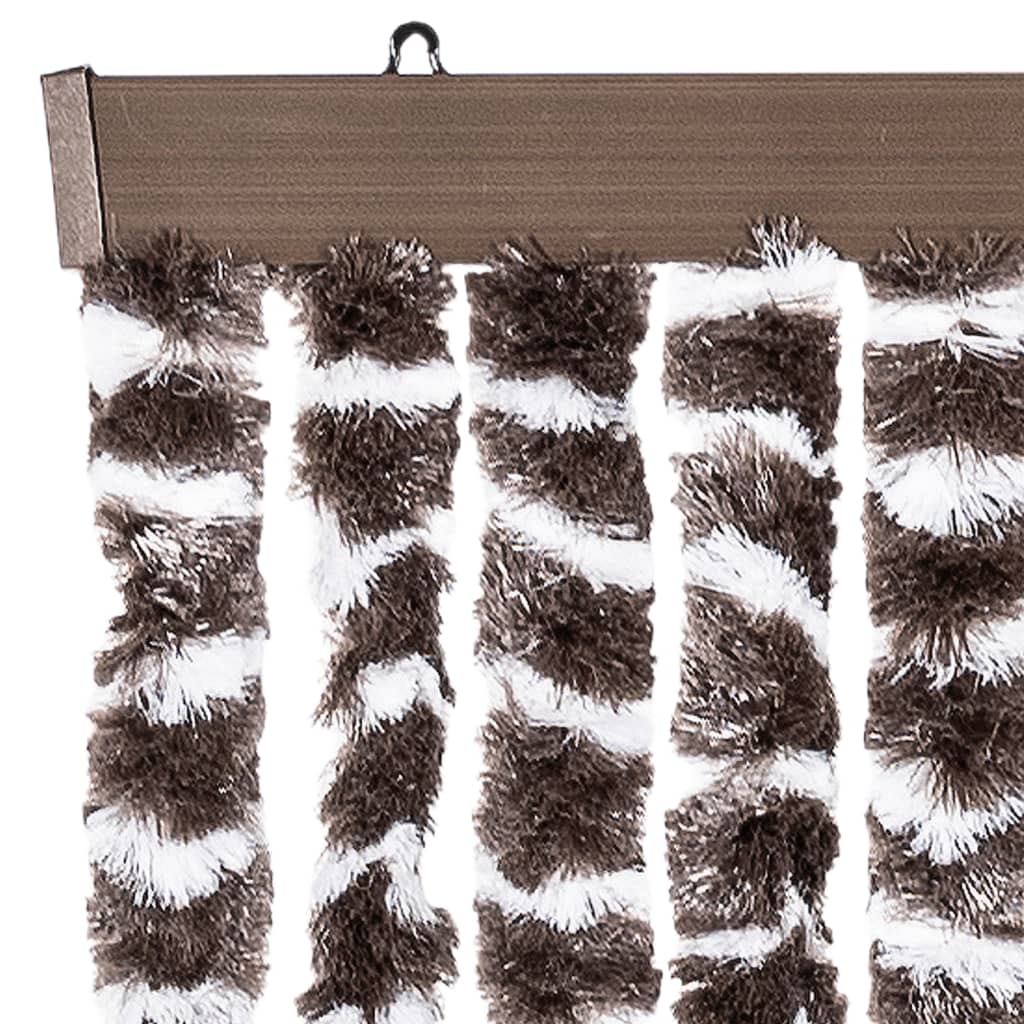 vidaXL Perdea pentru insecte, maro și alb, 118x220 cm, chenille vidaXL Perdea pentru insecte, maro și alb, 118x220 cm, chenille