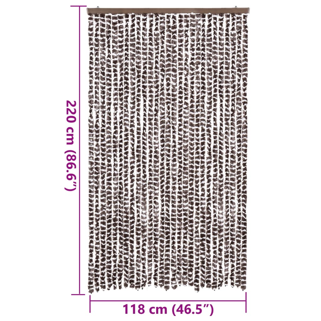 vidaXL Perdea pentru insecte, maro și alb, 118x220 cm, chenille vidaXL Perdea pentru insecte, maro și alb, 118x220 cm, chenille