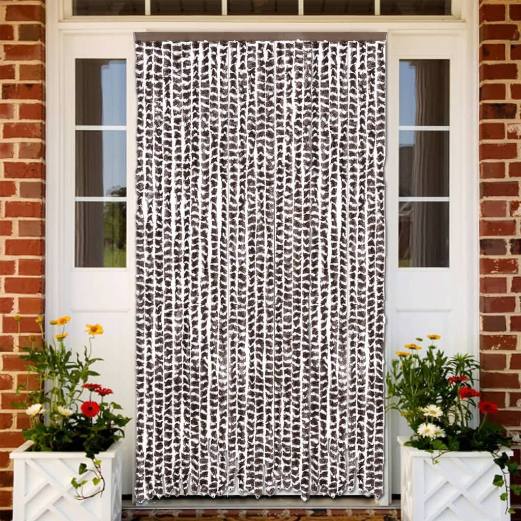 vidaXL Perdea pentru insecte, maro și alb, 118x220 cm, chenille vidaXL Perdea pentru insecte, maro și alb, 118x220 cm, chenille