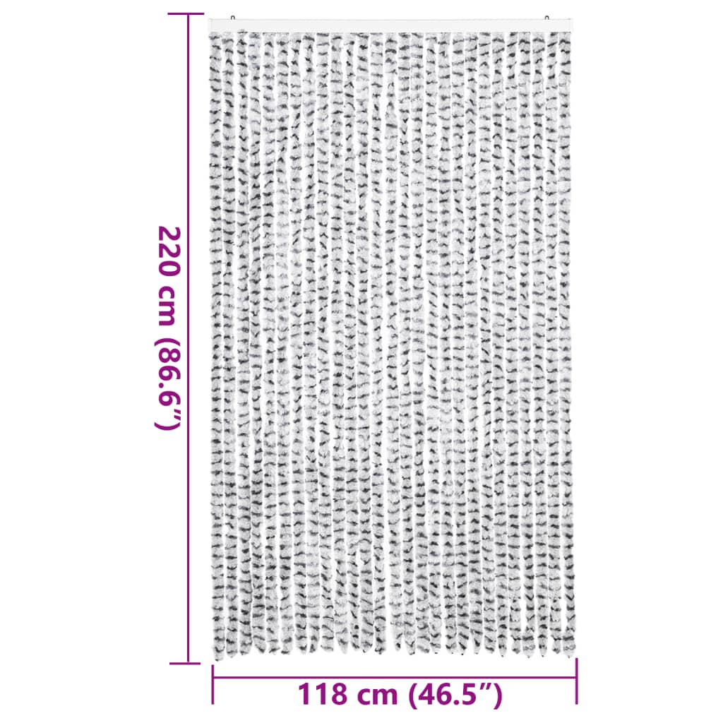 vidaXL Perdea de insecte gri deschis & gri închis 118x220 cm chenille vidaXL Perdea de insecte gri deschis & gri închis 118x220 cm chenille
