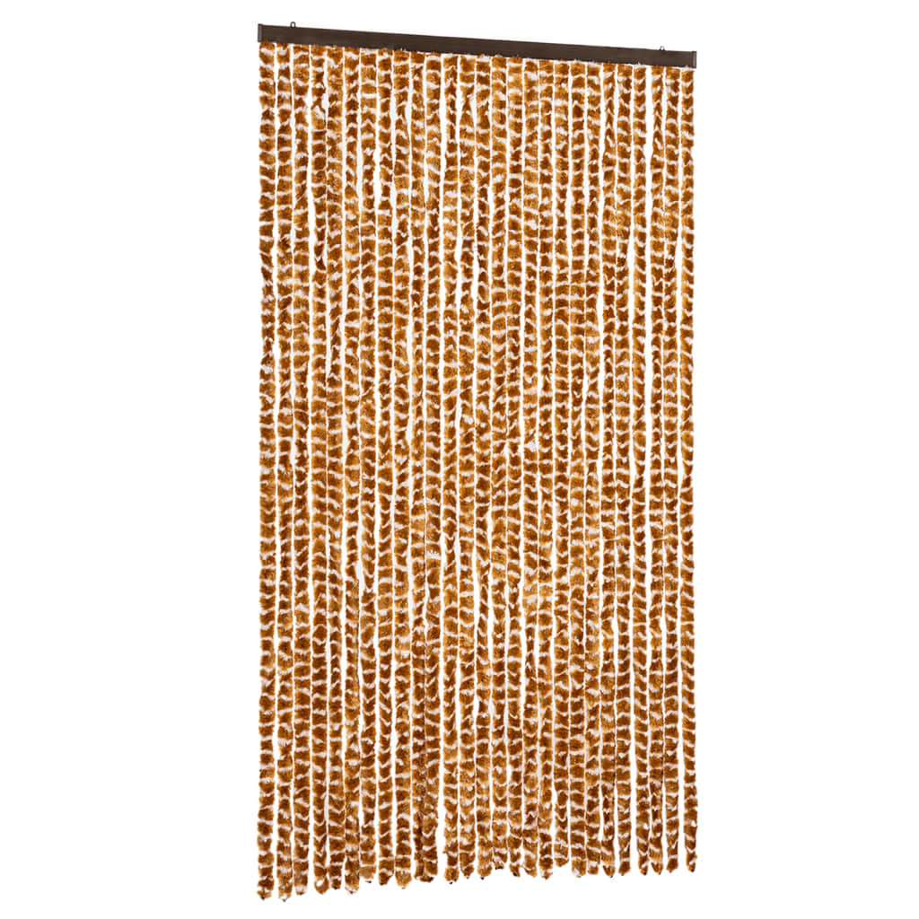 vidaXL Perdea pentru insecte, ocru și alb, 118x220 cm, chenille vidaXL Perdea pentru insecte, ocru și alb, 118x220 cm, chenille