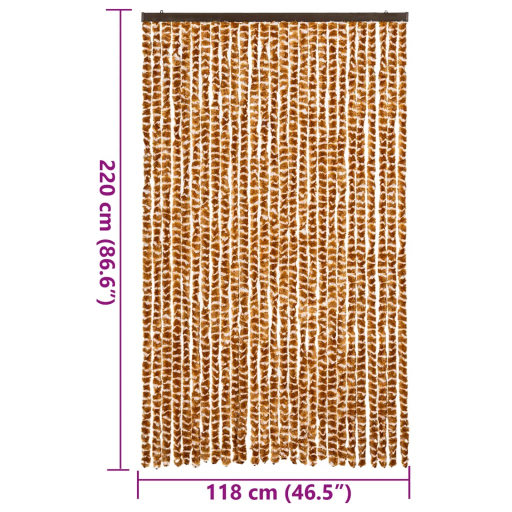 vidaXL Perdea pentru insecte, ocru și alb, 118x220 cm, chenille vidaXL Perdea pentru insecte, ocru și alb, 118x220 cm, chenille