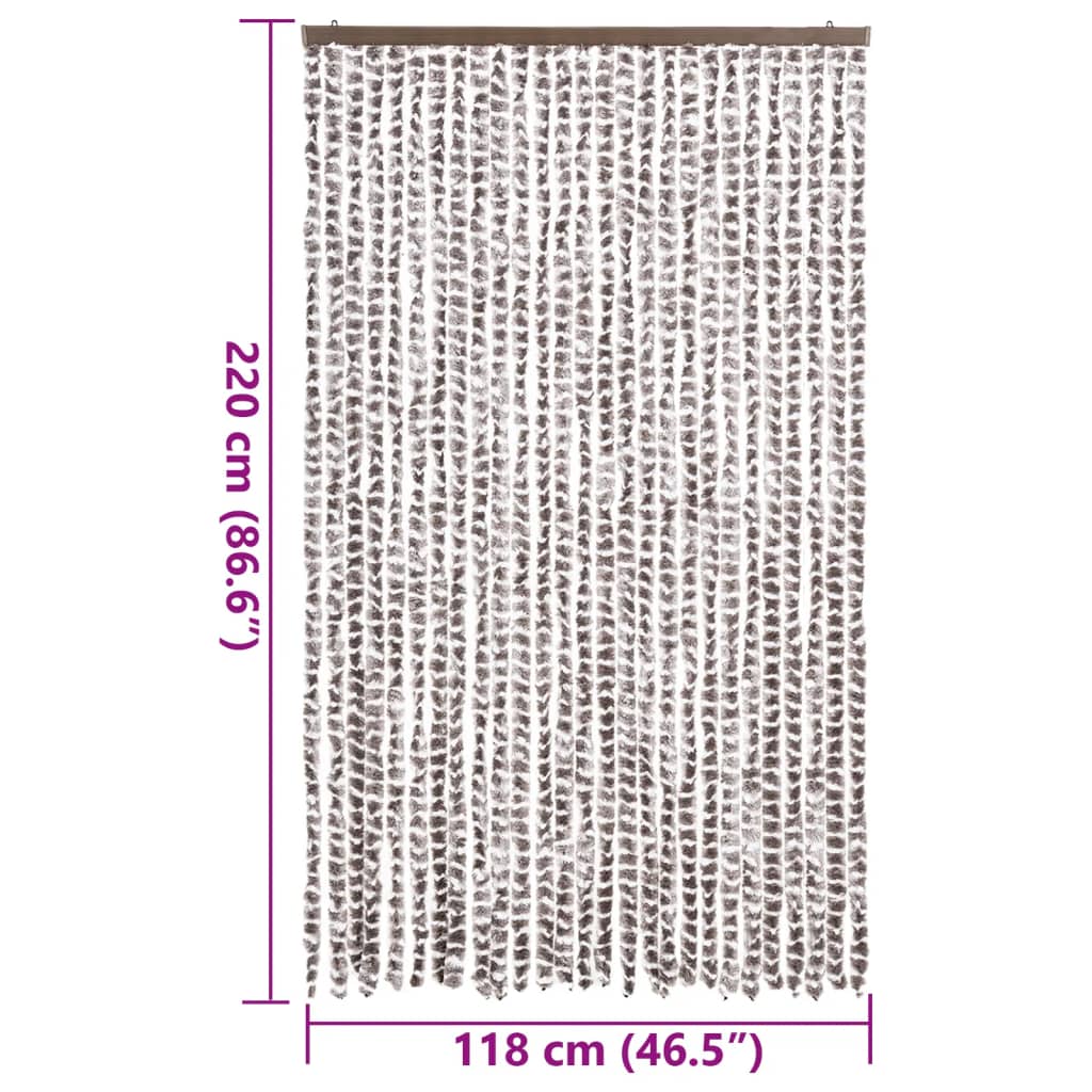 vidaXL Perdea pentru insecte, gri taupe și alb, 118x220 cm, chenille vidaXL Perdea pentru insecte, gri taupe și alb, 118x220 cm, chenille