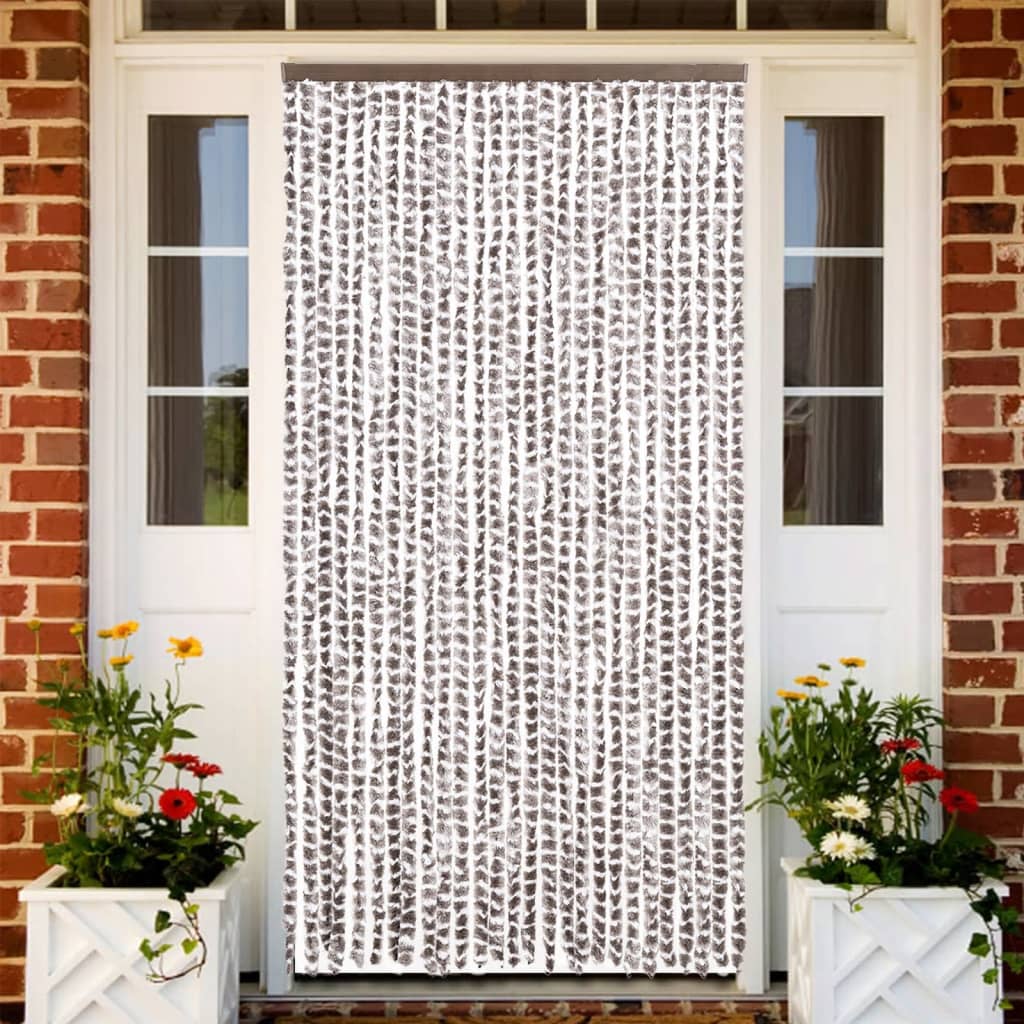 vidaXL Perdea pentru insecte, gri taupe și alb, 118x220 cm, chenille vidaXL Perdea pentru insecte, gri taupe și alb, 118x220 cm, chenille