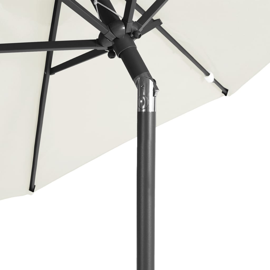 vidaXL Umbrelă soare de grădină stâlp din oțel, alb, 225x225x212 cm