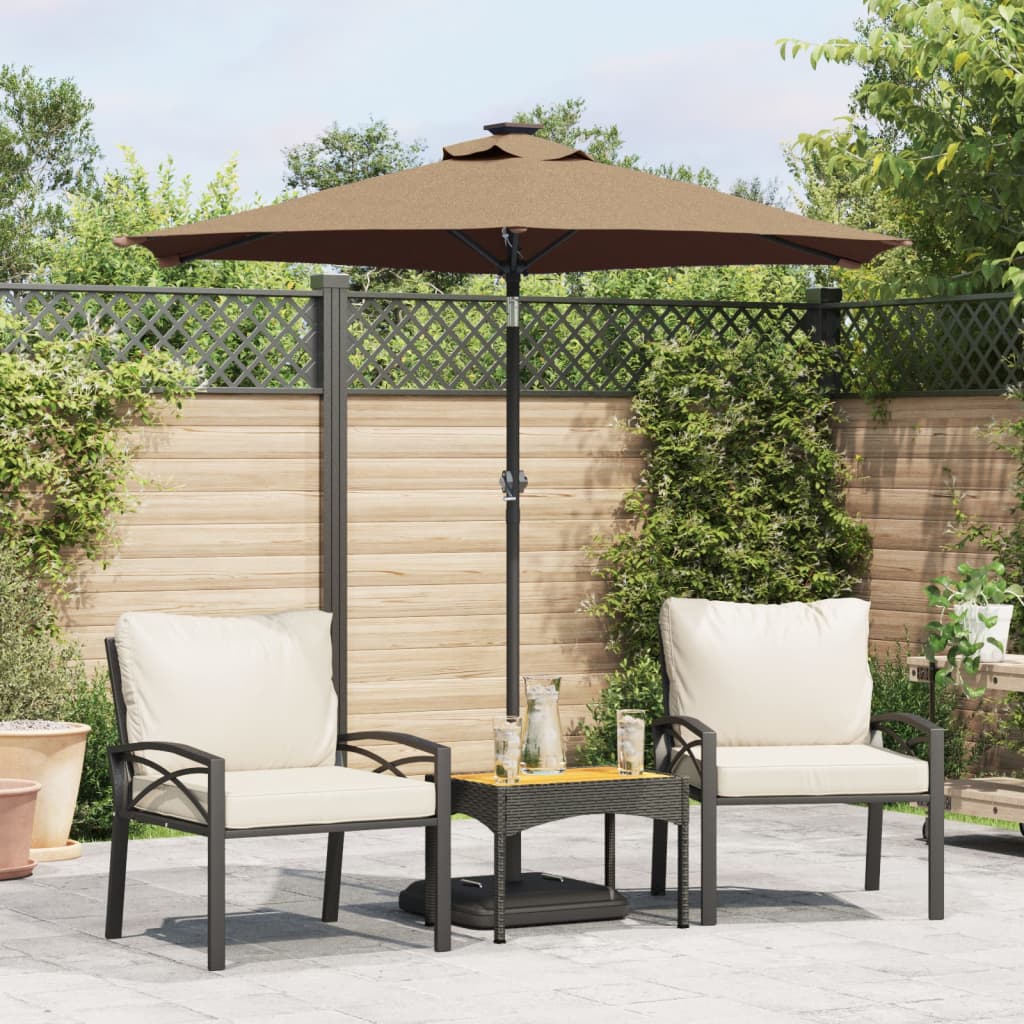 vidaXL Umbrelă soare de grădină stâlp din oțel, taupe, 225x225x212 cm vidaXL Umbrelă soare de grădină stâlp din oțel, taupe, 225x225x212 cm