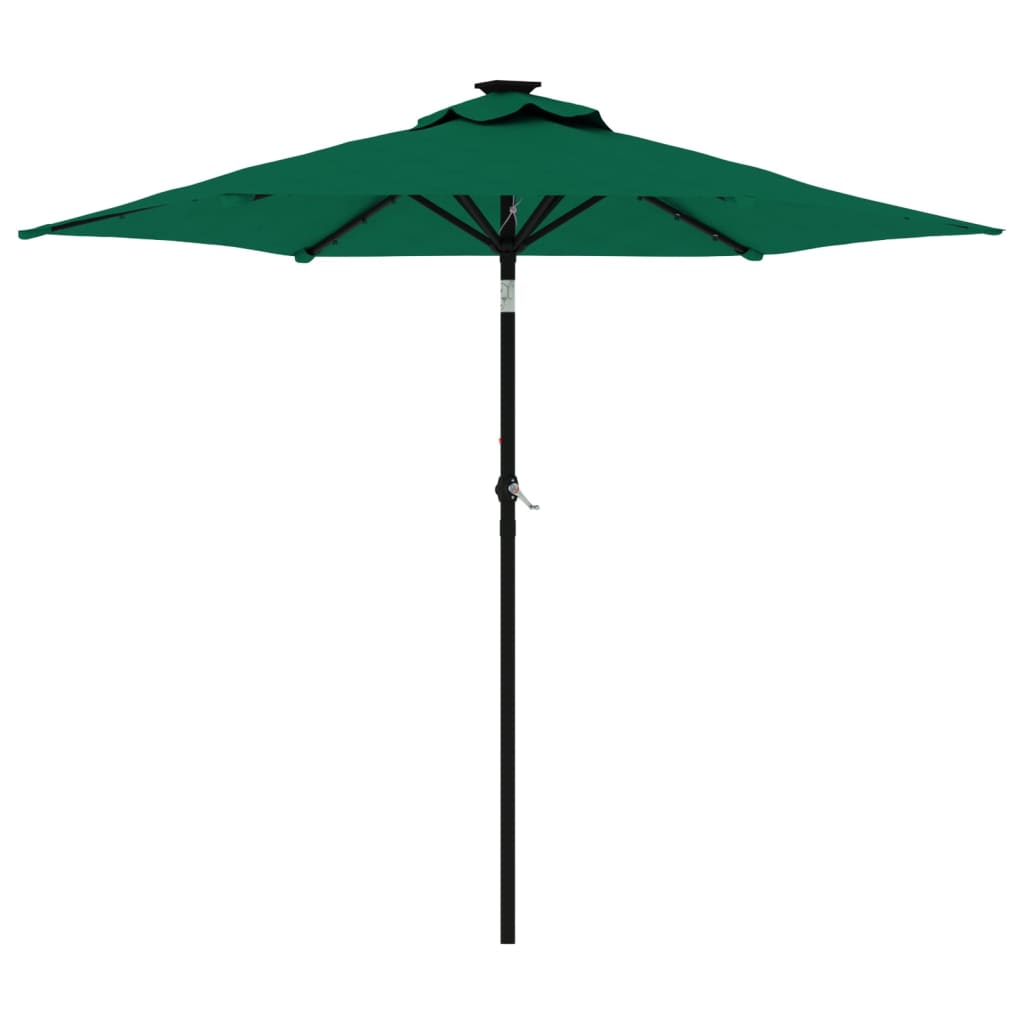 vidaXL Umbrelă soare de grădină stâlp din oțel/LED verde 225x225x212cm vidaXL Umbrelă soare de grădină stâlp din oțel/LED verde 225x225x212cm